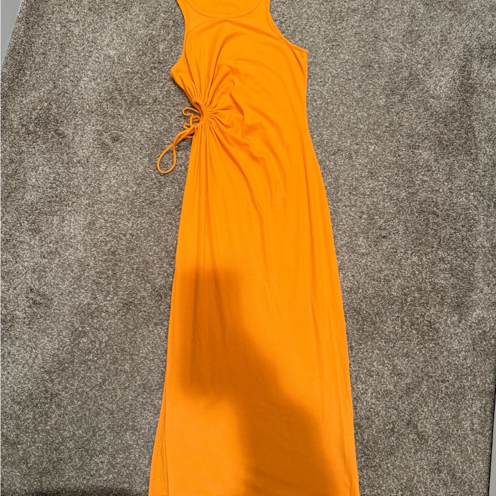 Princess Polly Sleeveless Orange Ruched-Side Maxi Dress